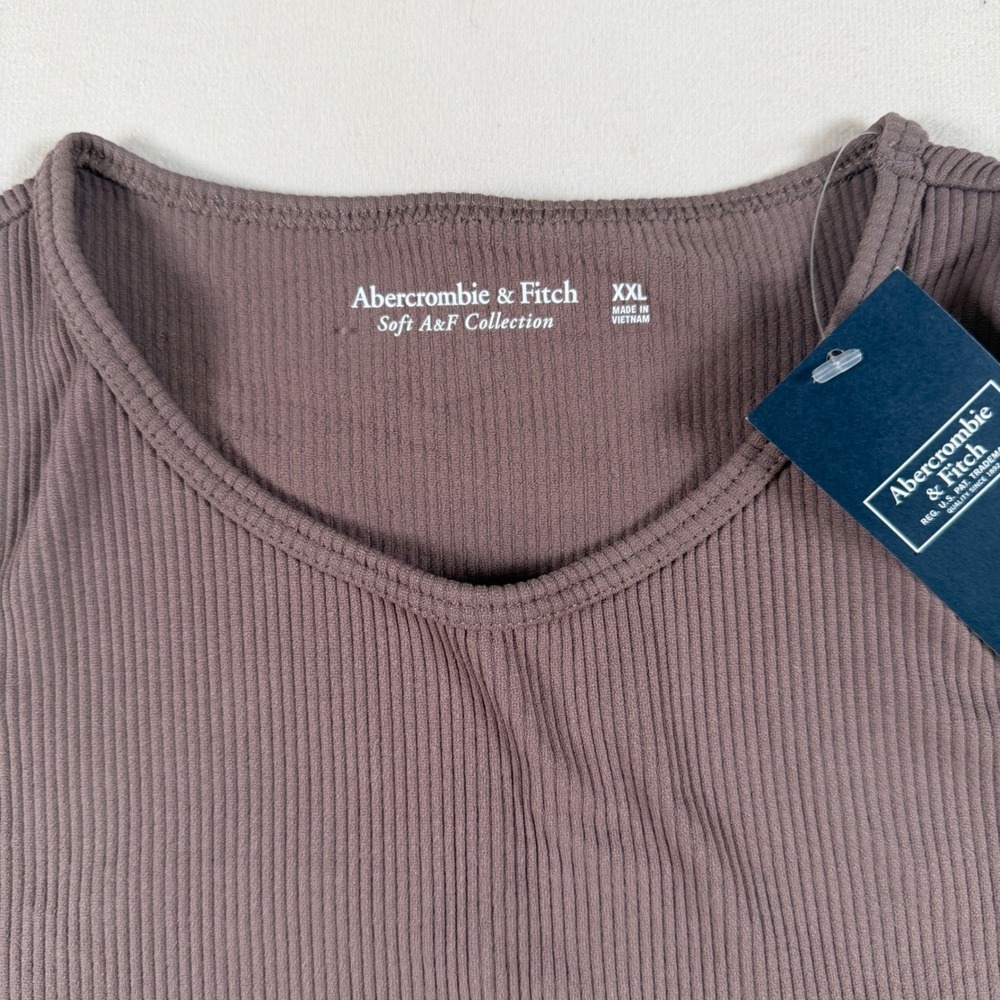 Abercrombie & Fitch XXL Soft A&F Ribbed Tank Bodysuit Brown NWT $45 Minimalist - Picture 4 of 12